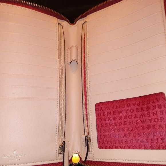 Kate Spade New York Red Pebble Leather Card Folio - Picture 2 of 7
